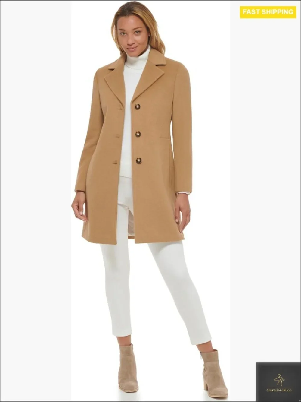 Classic Wool Blend Coat Single Breasted Notch Lapel Fall Layer